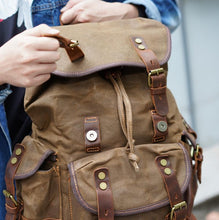 Load image into Gallery viewer, Vintage Canvas Backpack Waterproof Traveling Hiking Rucksack
