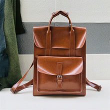 Load image into Gallery viewer, Brown Large Leather Backpack
