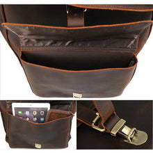 Load image into Gallery viewer, Brown Classic Leather Convertible School Backpack

