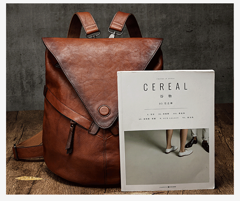 Classic Leather Convertible Backpack Bag