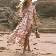 Load image into Gallery viewer, Boho Print High Split Maxi Dress
