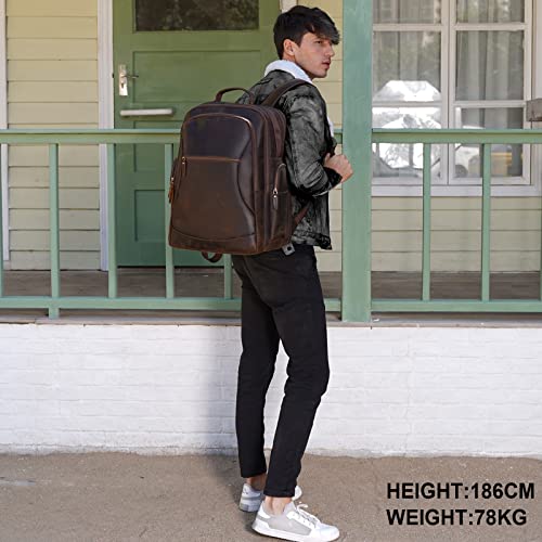 Extra Large Full Grain Leather 17.3" Laptop School Backpack