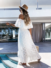 Load image into Gallery viewer, White off the shoulder High Low Maxi Dress
