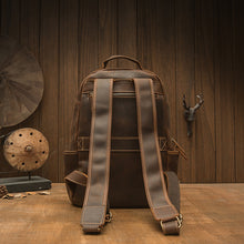 Load image into Gallery viewer, Crazy Horse Leather Backpack Men Laptop Backpack Handmade Travel Backpack
