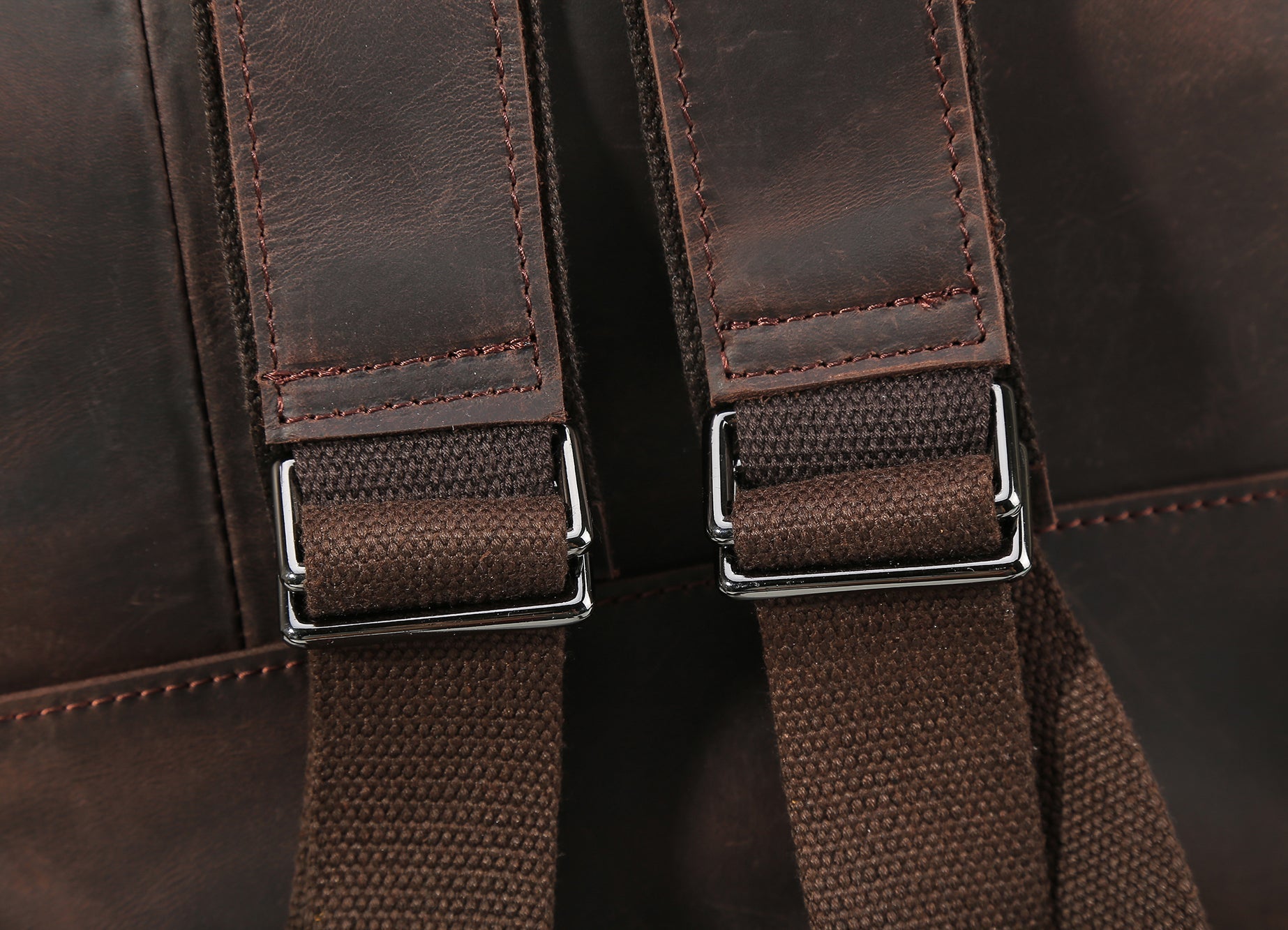 Cowhide Leather Multiple Laptop School Backpack Day pack Travel Bag Satchel with Zippers