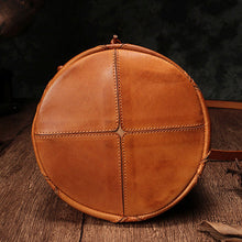 Load image into Gallery viewer, Stitching Leather Drawstring Bucket Bags
