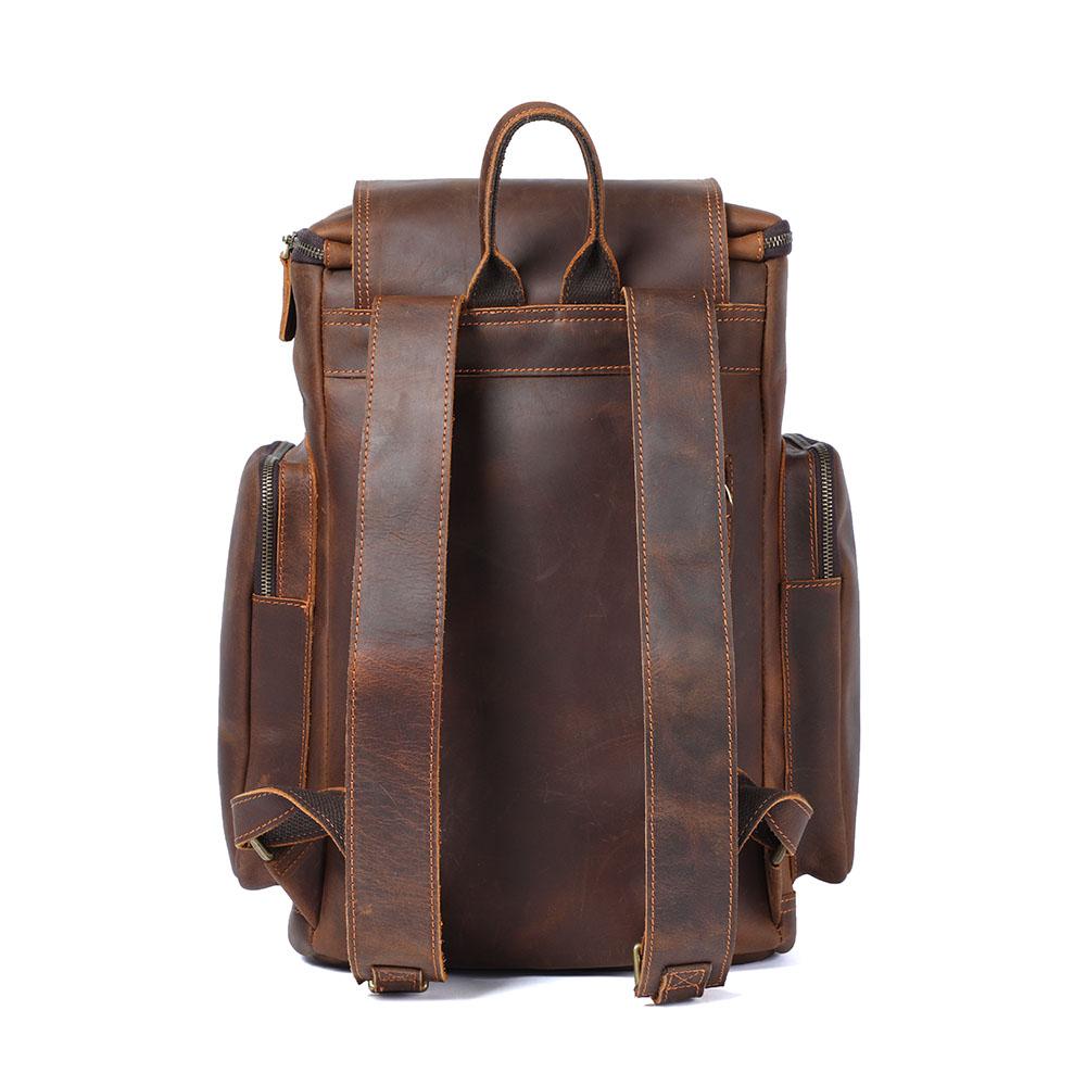 Large Brown Leather School Backpack