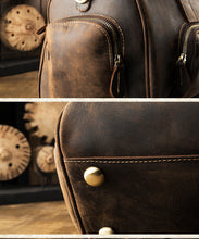 Load image into Gallery viewer, Dark Brown Full Grain Leather Weekender Travel Duffel Bag
