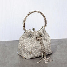 Load image into Gallery viewer, Silver Diamond Tassel Evening Clutch Bag
