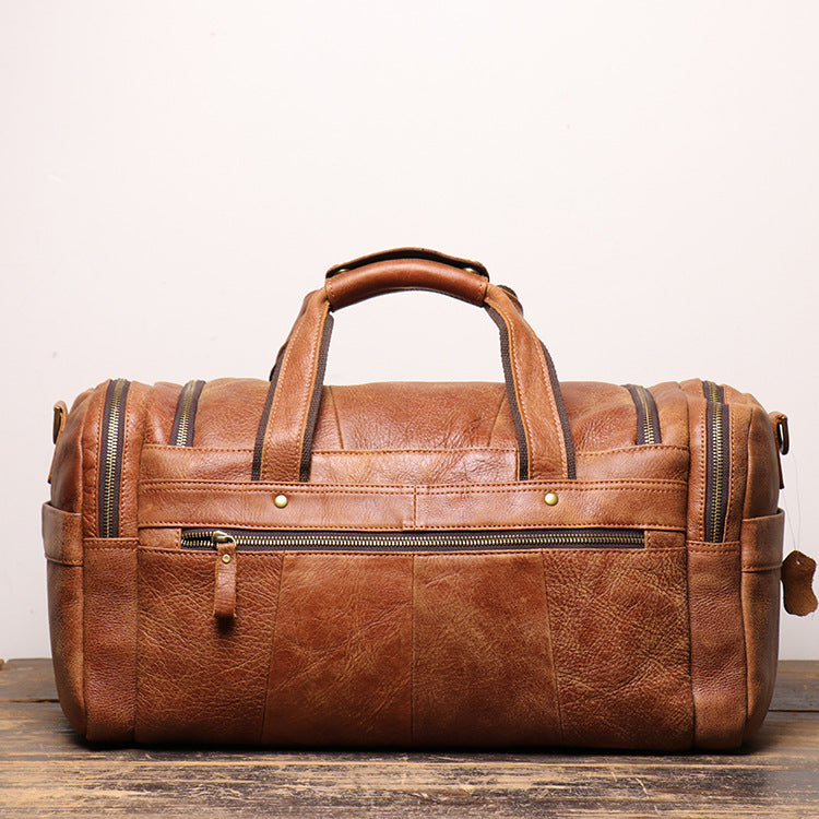 Men Leather Travel Duffel Bag