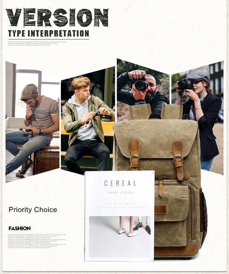 Photography SLR Camera Backpack Canvas Waterproof Bag