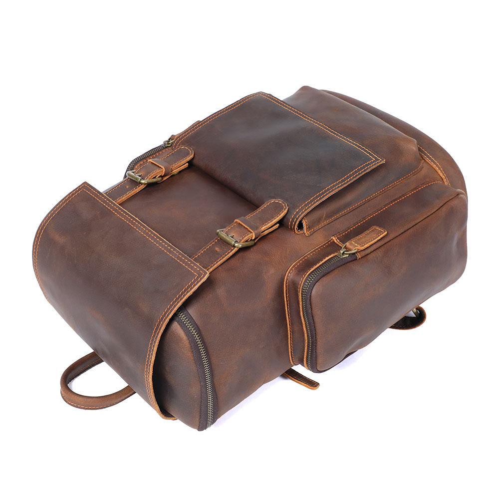 Large Brown Leather School Backpack
