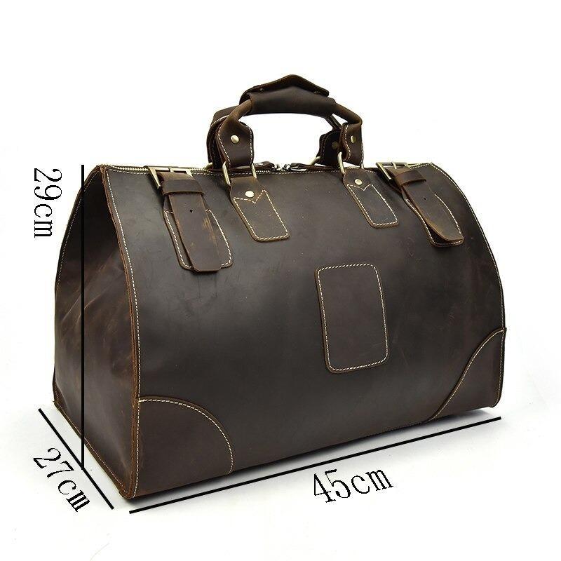 Dark Brown Crazy Horse Leather Duffel Bag