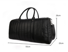 Load image into Gallery viewer, Black Large Storage Leather Travel Weekender Duffel Bag
