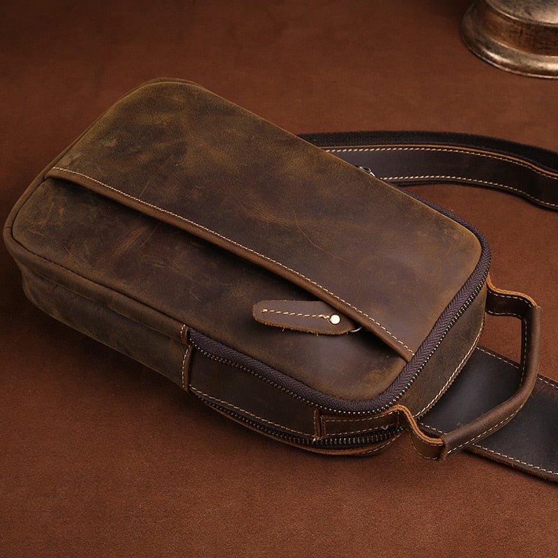 Leather Small Sling Bag for Men