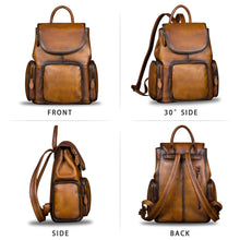 Load image into Gallery viewer, Vintage Womens Brown Leather Backpack Purse Designer Laptop Book Bag for Women
