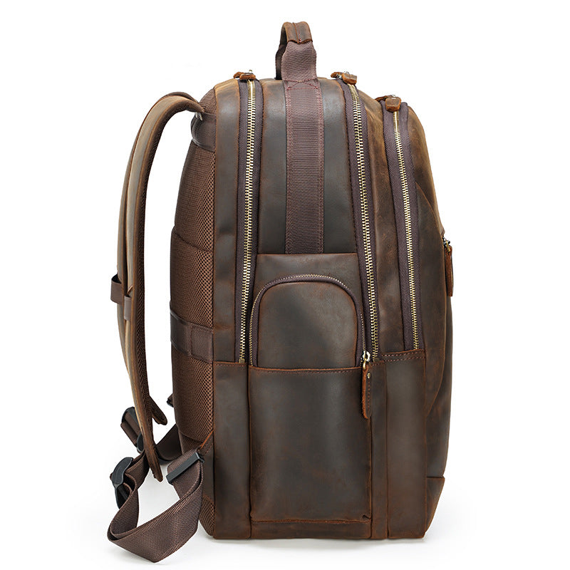 Extra Large Full Grain Leather 17.3" Laptop School Backpack
