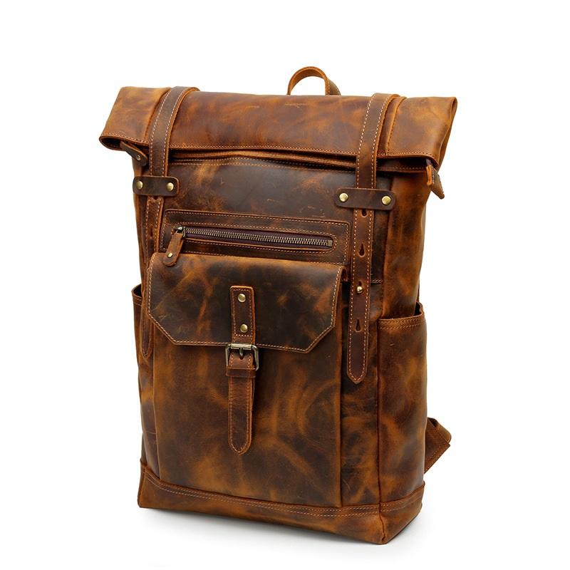 Handmade Men's Leather School Backpack