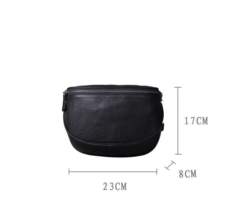 Black Leather Crossbody Sling Bag for Men