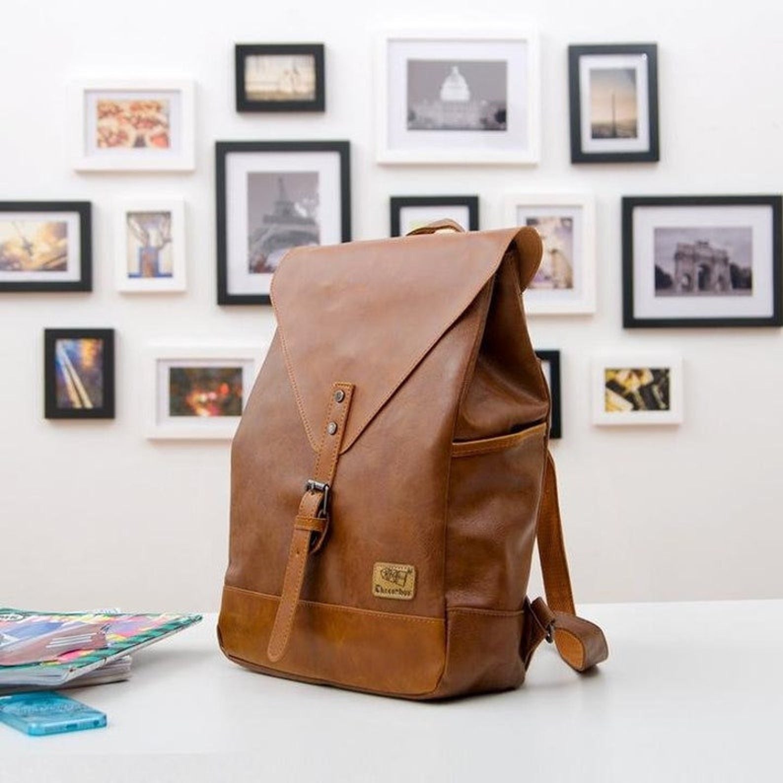 Genuine Leather Backpack Vintage Laptop Bookbag