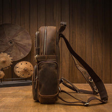 Load image into Gallery viewer, Handmade Brown Leather School Backpack
