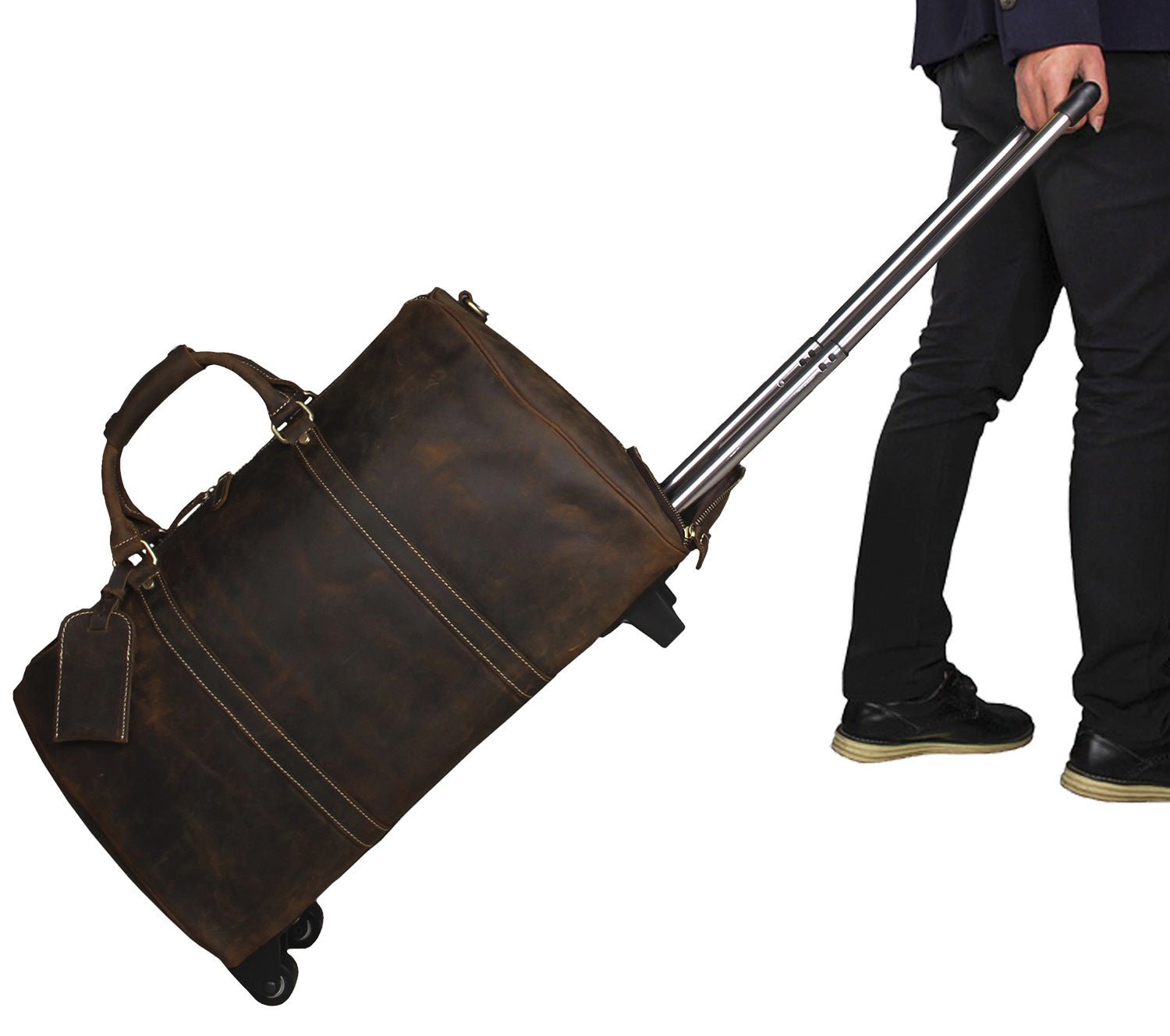 20'' Travel Weekender Leather Rolling Duffel Bag
