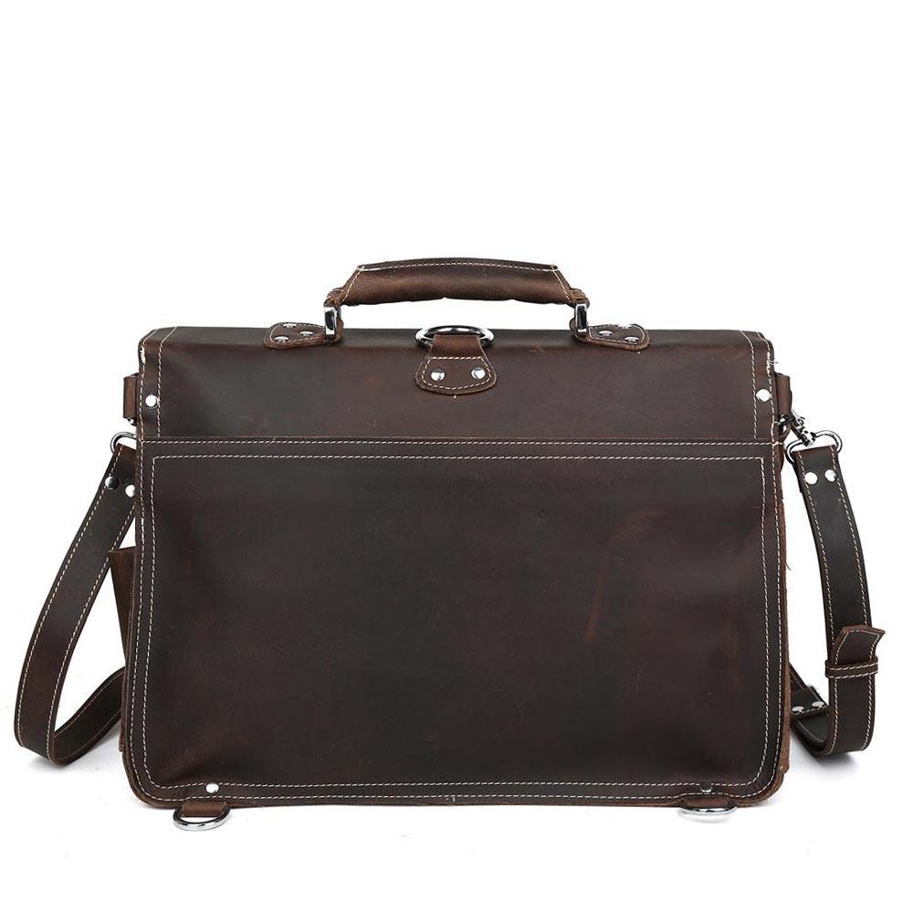 Coffee Leather Shoulder Messenger Bag