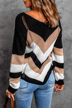 Load image into Gallery viewer, Black Chevron Colorblock Knit Sweater
