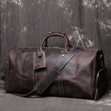 Load image into Gallery viewer, Birthday Gift Simple Vintage Leather Duffel Bag With Shoe Compartment Travel Bag
