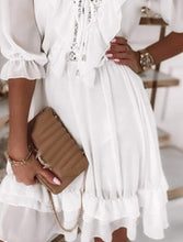 Load image into Gallery viewer, Women&#39;s White Half Sleeve Ruffled Casual Mini Dress
