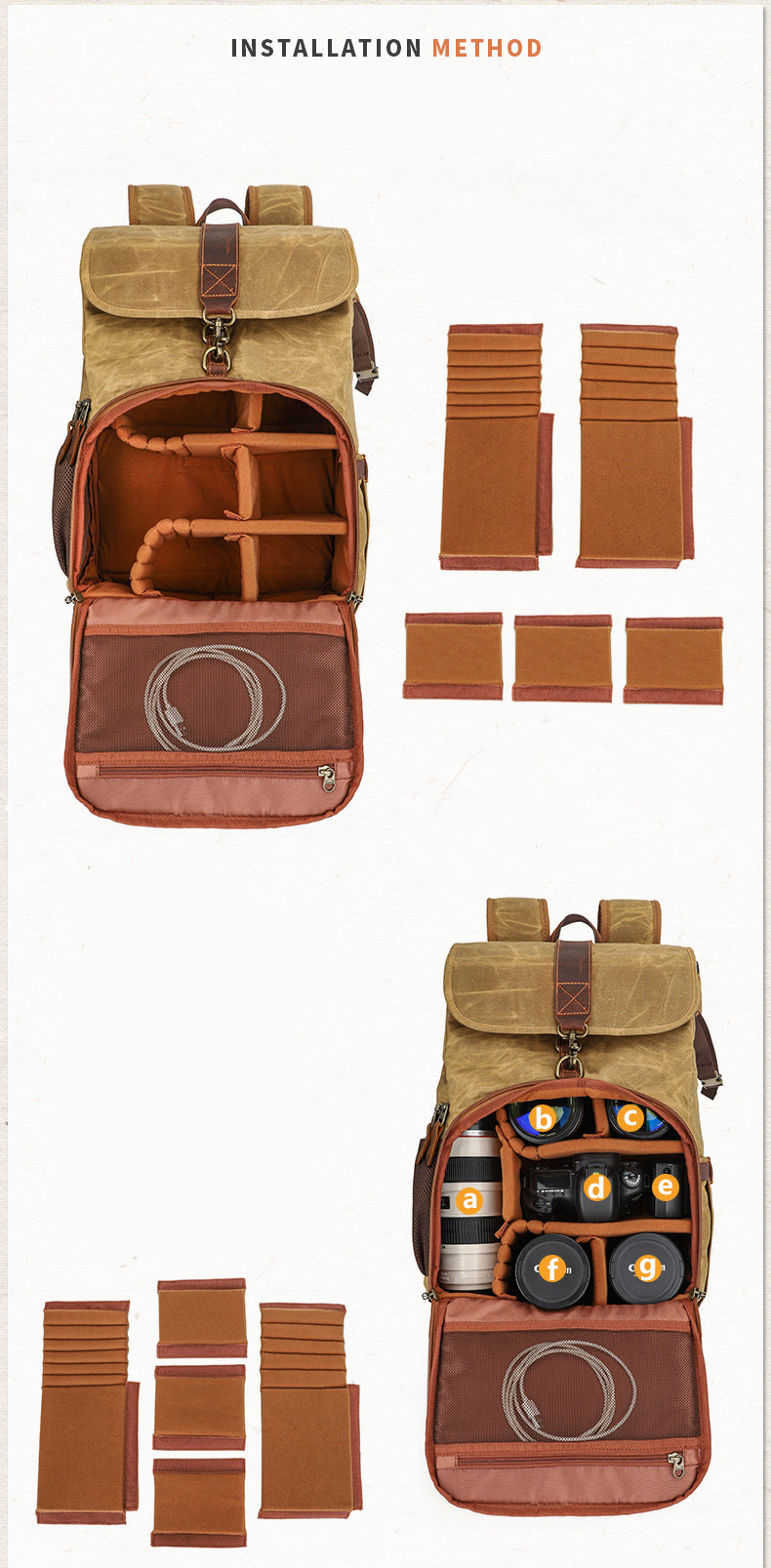Waterproof Canvas Camera Backpack Photography Bag