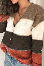 Load image into Gallery viewer, V Neck Button Color Block Cardigan
