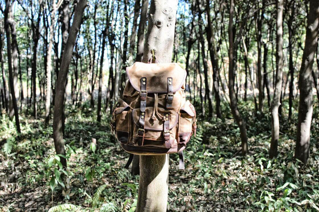 Large Travel Waxed Canvas Outdoor Laptop Backpack