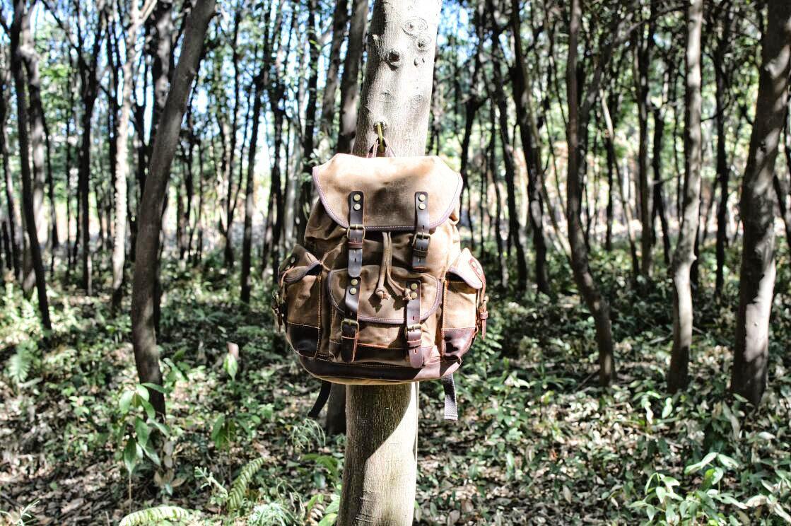 Large Travel Waxed Canvas Outdoor Laptop Backpack