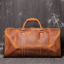Load image into Gallery viewer, Classic Leather Duffel Bag with Shoes Compartment Travel Weekender Bag
