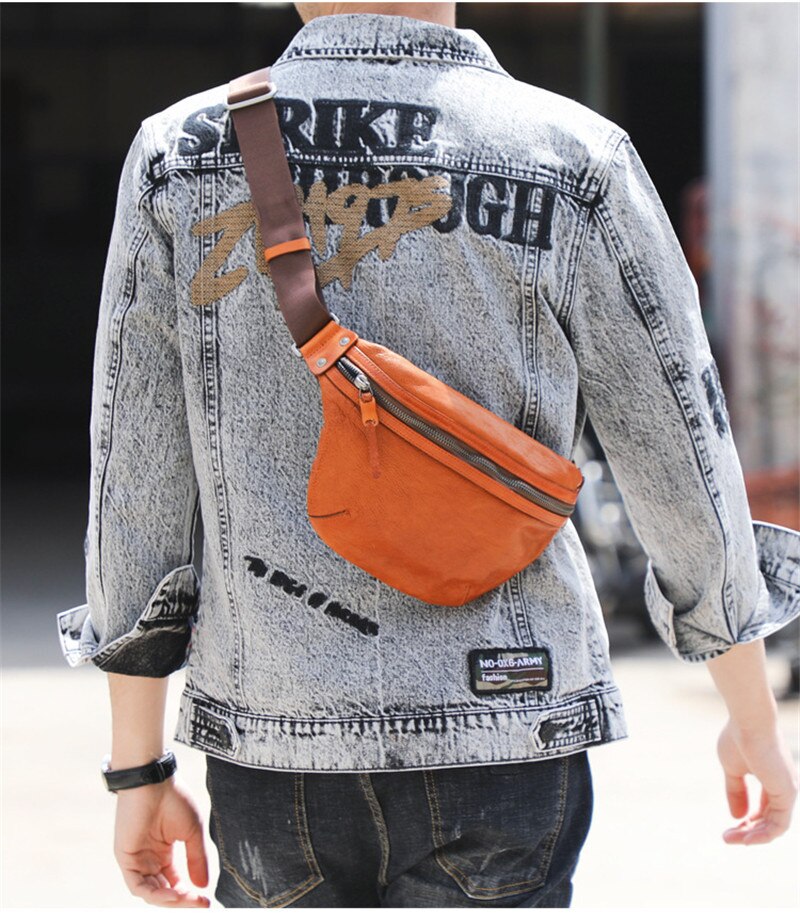 Cowhide Leather Sling Bag for Men