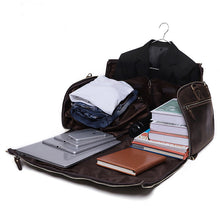 Load image into Gallery viewer, Large Leather Duffel Bag with Shoe Compartment
