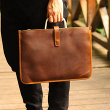 Load image into Gallery viewer, Handmade Crazy Horse Leather Laptop Bag Handbag Men Briefcase
