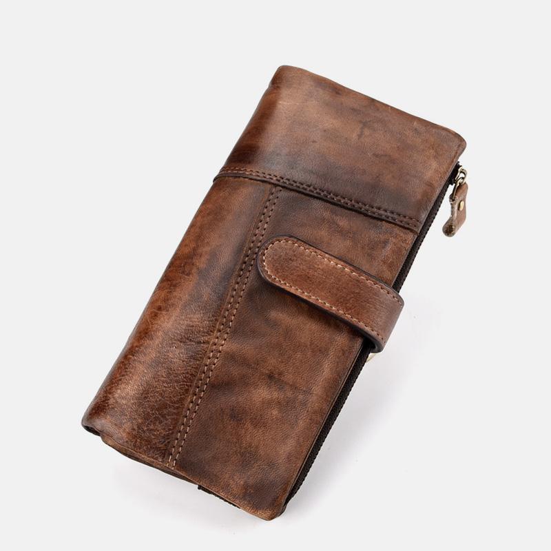 Full Grain Leather Wallet Distressed Trifold Purse Anniversary Gift  For Women