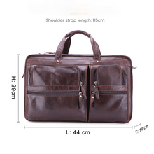 Load image into Gallery viewer, 17&quot; Leather Large Storage Laptop Bag Briefcase
