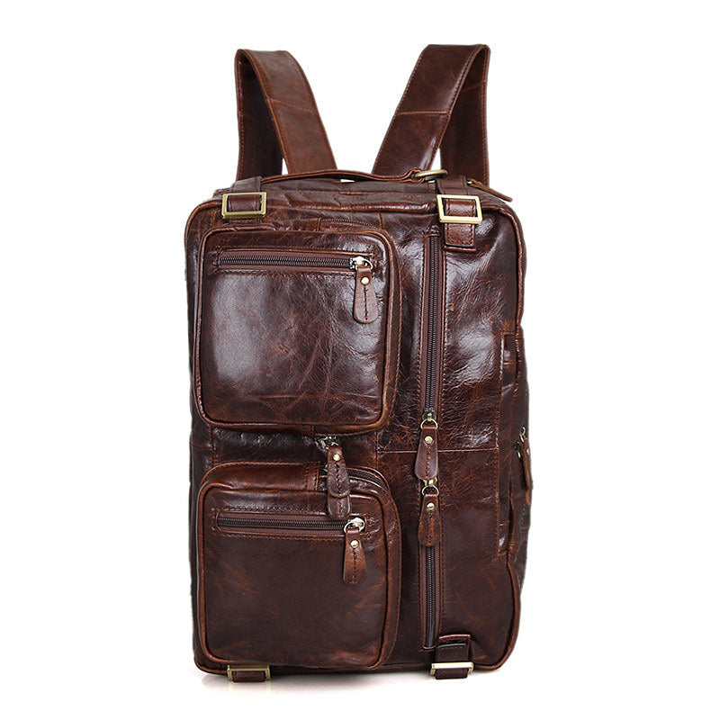 Men's Business Leather Briefcase Backpack Bags