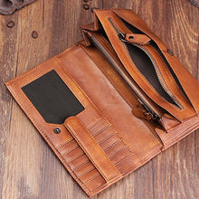 Load image into Gallery viewer, Handmade Leather Cool Long Leather Wallet Bifold Clutch Wallet
