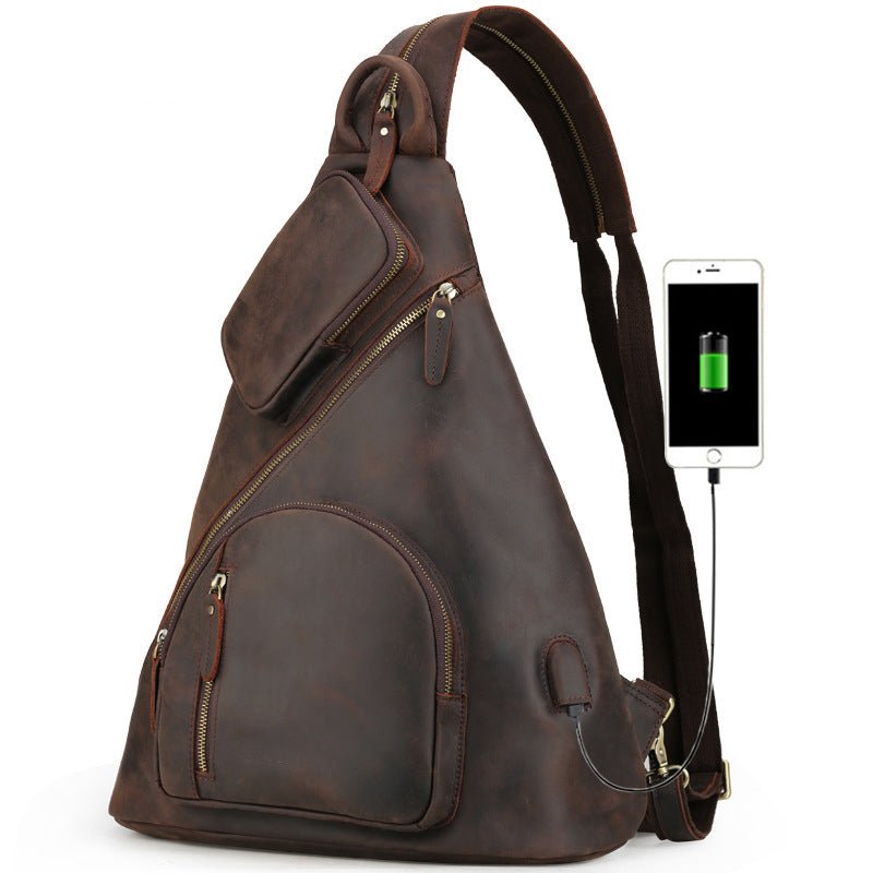 Casual Outdoor Sling Bag Backpack with USB Charging Port
