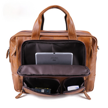 Load image into Gallery viewer, Men Pockets Front Handmade Leather 17&quot; Briefcase Laptop Bag
