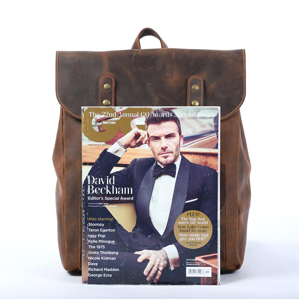 Retro Leather School Backpack for Men