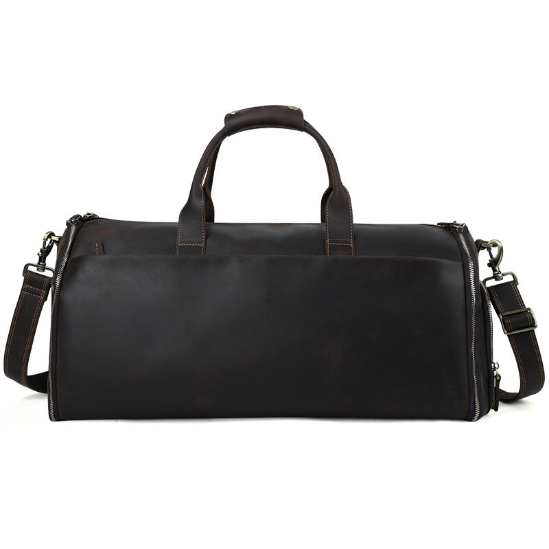 Large Leather Duffel Bag with Shoe Compartment