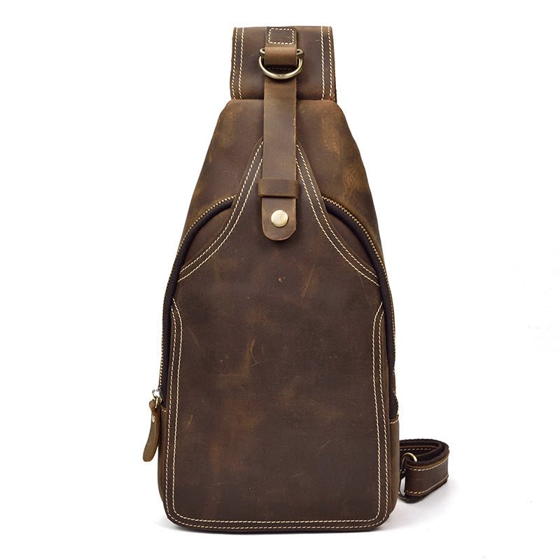 Brown Leather Crossbody Bags for Men Sling Backpack