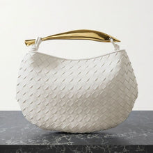 Load image into Gallery viewer, Women Genuine Leather Handbag Fashion Designer Luxury Handle Metal Handbag Soft Leather Evening Woven Bag Clutch Purse
