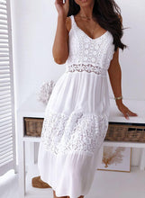 Load image into Gallery viewer, White Lace Tiered Mid Dress
