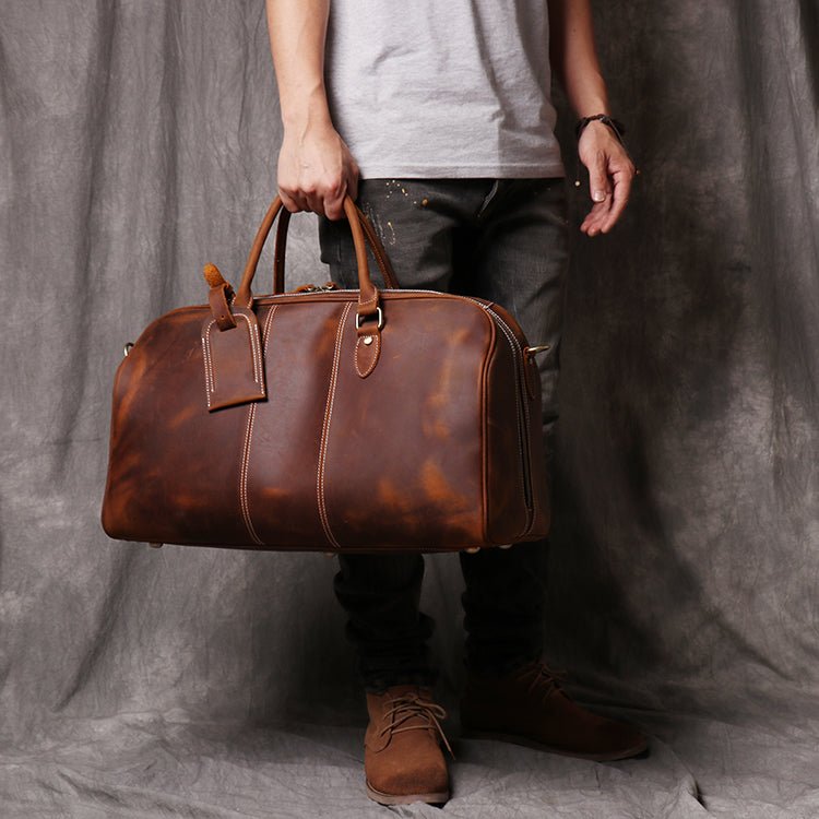 Mens/ Womens Travel Weekender Leather Duffel Bag